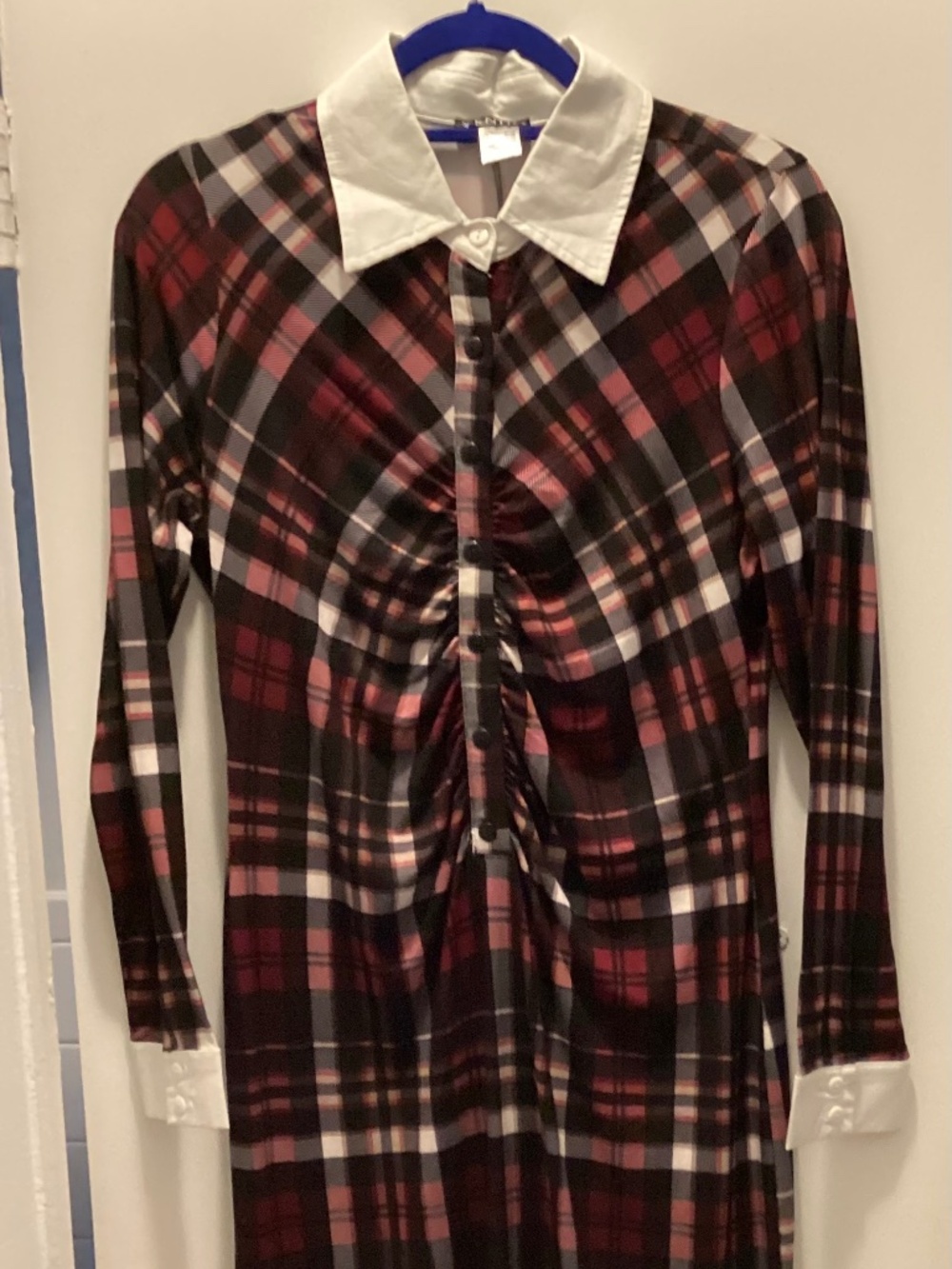 VENUS maroon plaid dress NWOT. LARGE